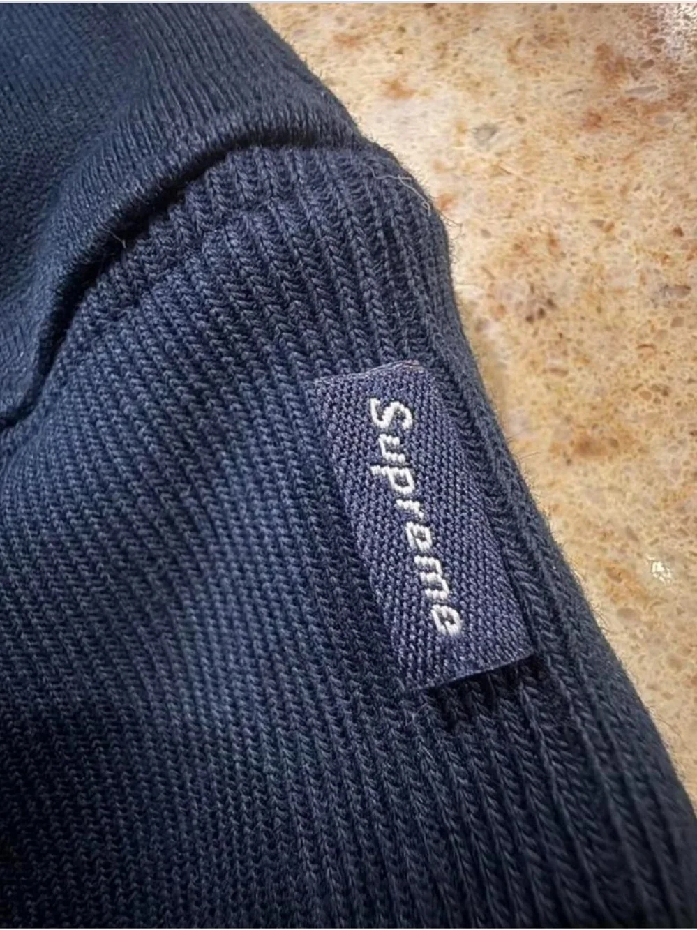 Navy Blue Supreme Satin Appliqué Hoodie
